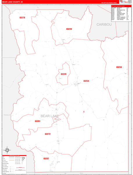 Bear Lake County Digital Map Red Line Style